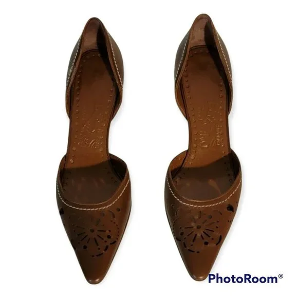 Salvatore Ferragamo Womens Brow Leather Kitten Heels Size 6 - Picture 7 of 9